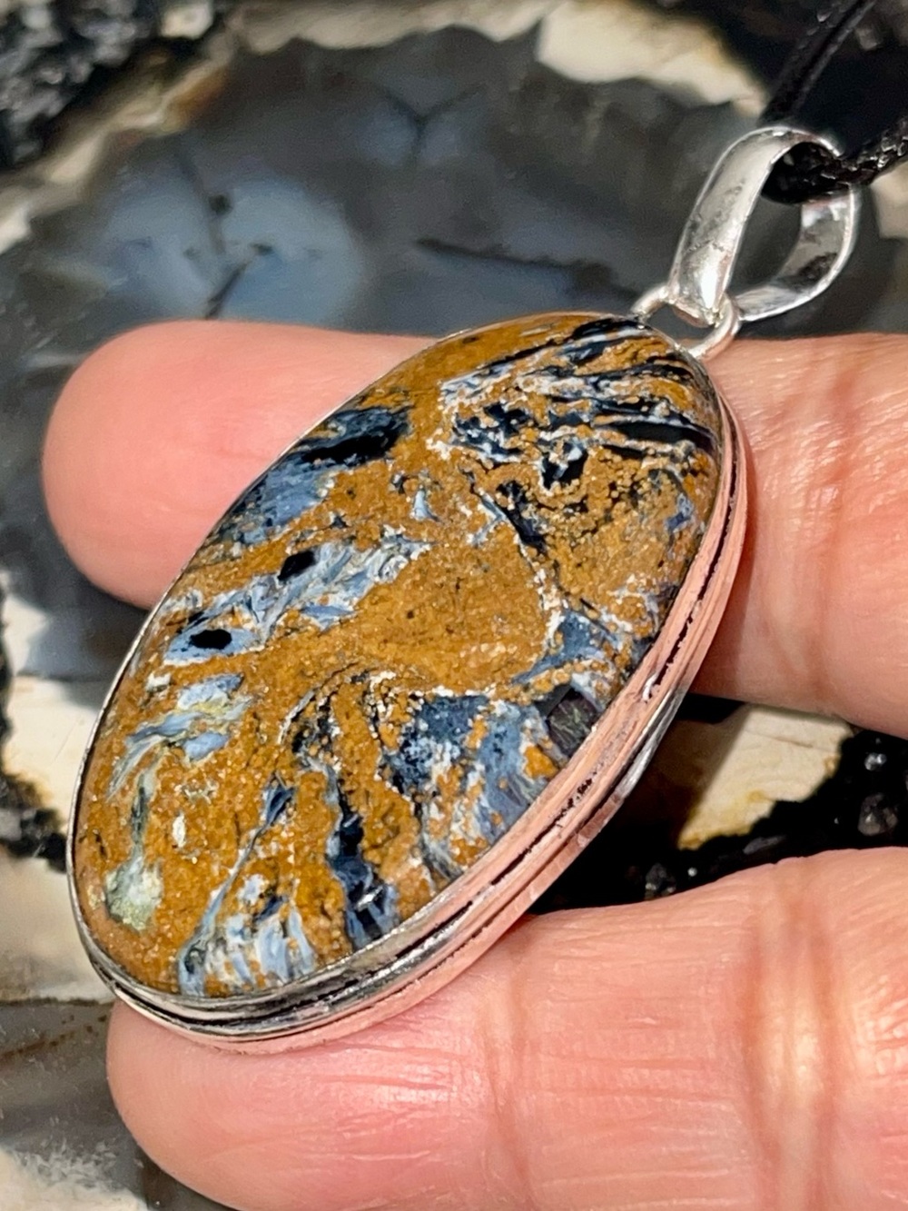 Pietersite-Tempest Stone Pendant 2 1/4”